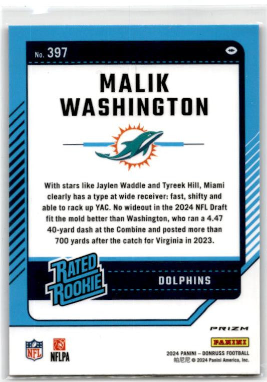 2024 Donruss #397 Malik Washington Optic Rated Rookies Preview Red Wave