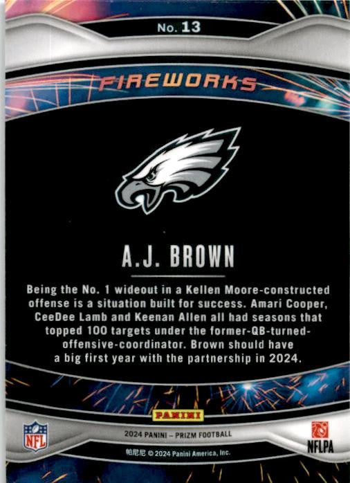 2024 Panini Prizm Fireworks #13 A.J. Brown Philadelphia Eagles