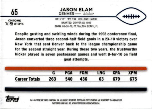 2024 Topps Chrome Checkerboard #65 Jason Elam Denver
