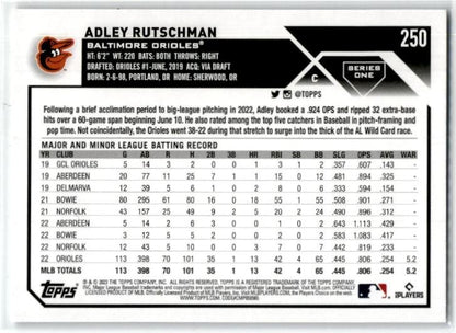 2023 Topps #250 Adley Rutschman Rookie Baltimore Orioles