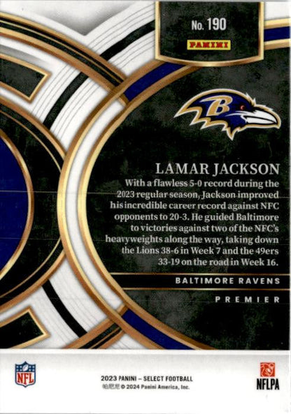 2023 Panini Select #190 Lamar Jackson Baltimore Ravens