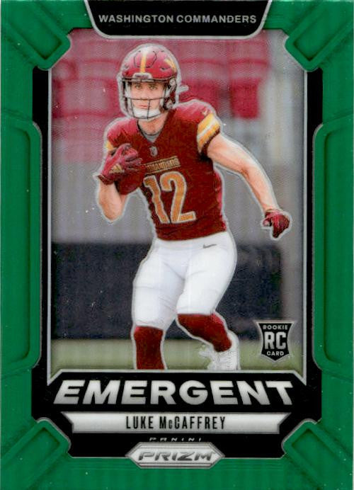 2024 Panini Prizm Emergent Green Prizm #14 Luke McCaffrey Washington Commanders