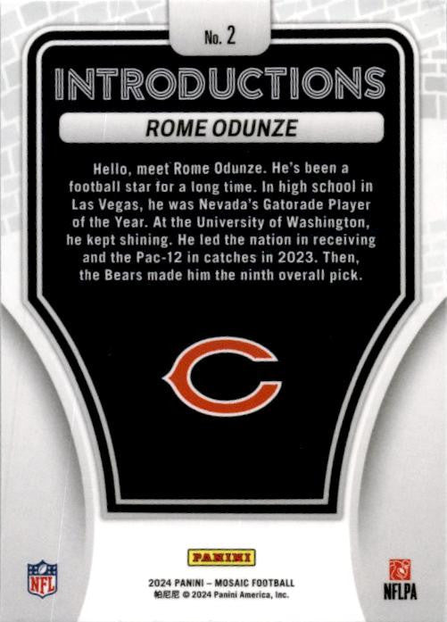 2024 Panini Mosaic Introductions #2 Rome Odunze Chicago Bears