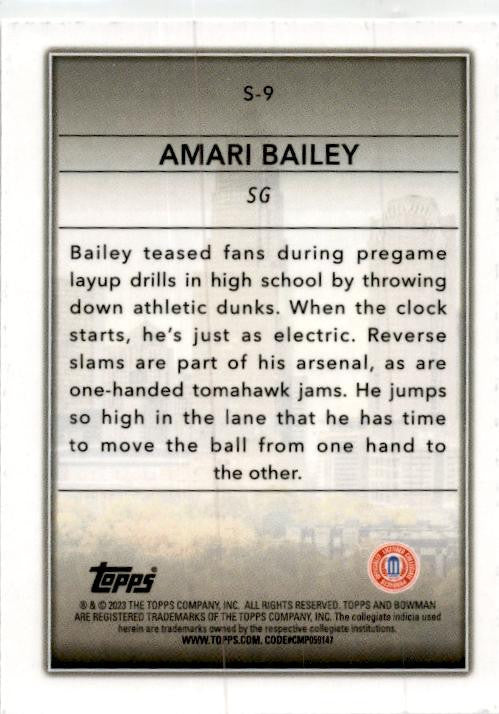 2022-23 Bowman University Chrome Skyscraping #S-9 Amari Bailey UCLA Bruins