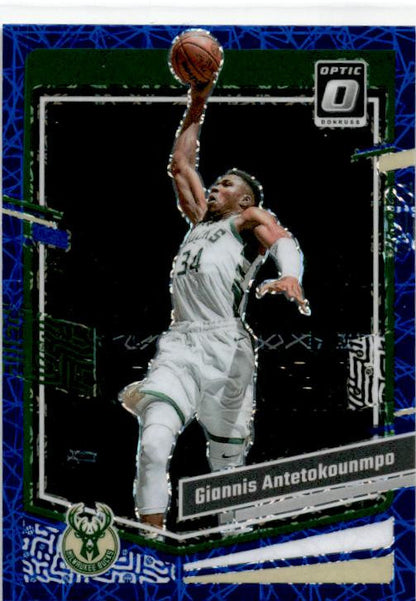 2023-24 Donruss Optic Blue Velocity #53 Giannis Antetokounmpo Milwaukee Bucks
