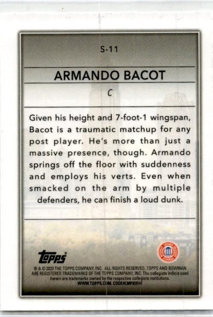 2022-23 Bowman University Chrome Skyscraping #S-11 Armando Bacot Tar Heels