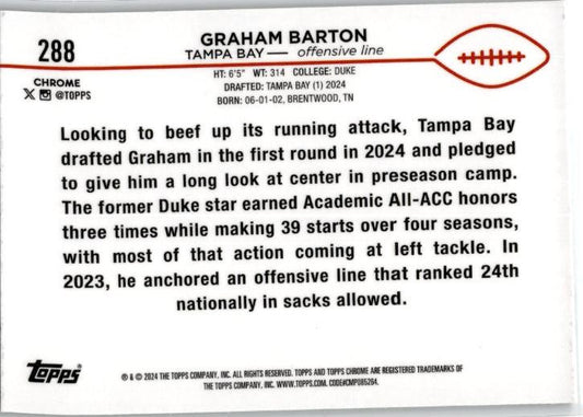 2024 Topps Chrome Checkboard #288 Graham Barton RC