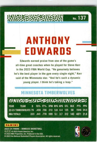 2023-24 Donruss #137 Anthony Edwards
