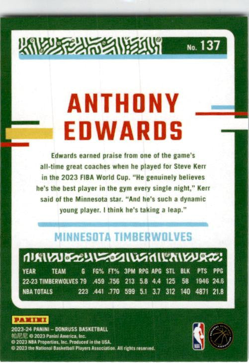 2023-24 Donruss #137 Anthony Edwards