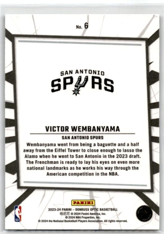 2023-24 Donruss Optic My House #6 Victor Wembanyama San Antonio Spurs