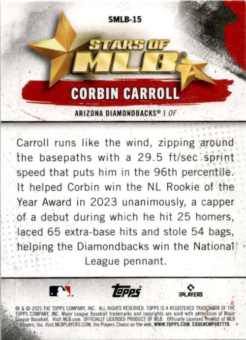 2025 Topps Stars of MLB #SMLB-15 Corbin Carroll Arizona Diamondbacks