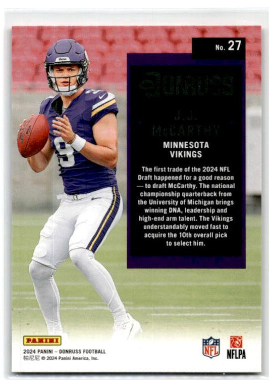 2024 Donruss Retro 1994 #27 J.J. McCarthy Minnesota Vikings