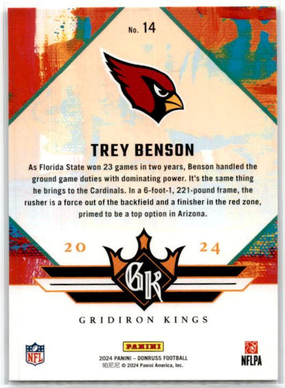 2024 Donruss #14 Trey Benson Rookie Gridiron Kings