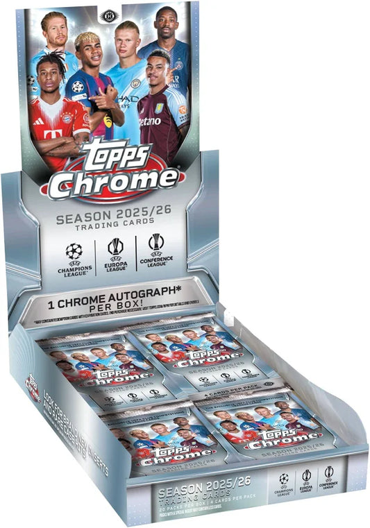 2025-26 Topps UEFA Club Competitions Chrome Soccer Hobby 12-Box Case